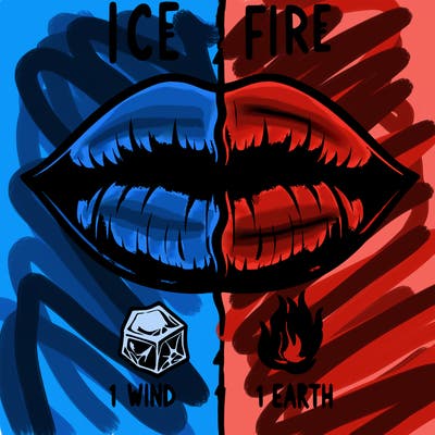 realistic lip split in fourth . 1 fourth ice 1 fire 1wind 1 earth