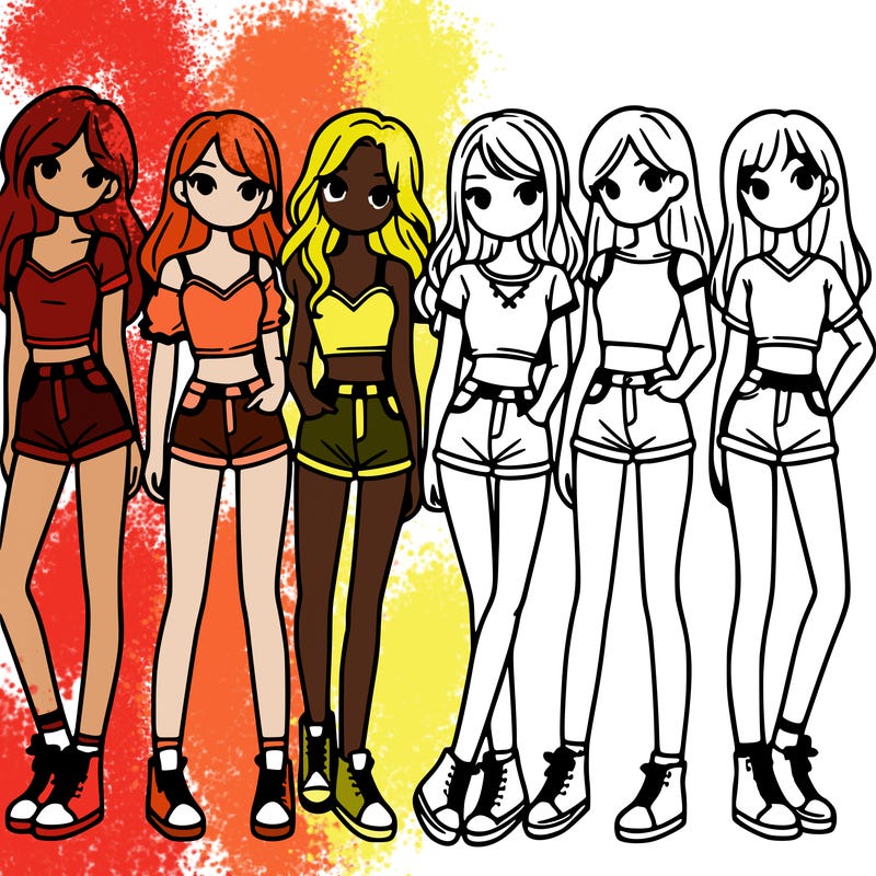 a group of girls wearing crop tops and shorts
