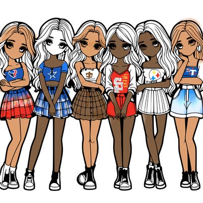 a group of girls realistic