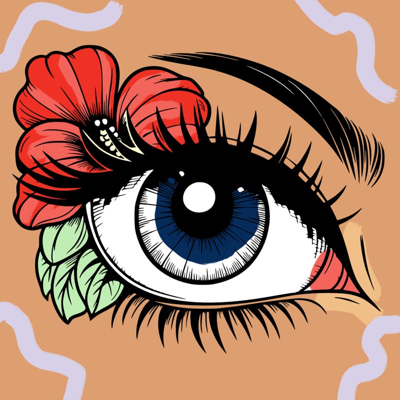 realistic eye with flower