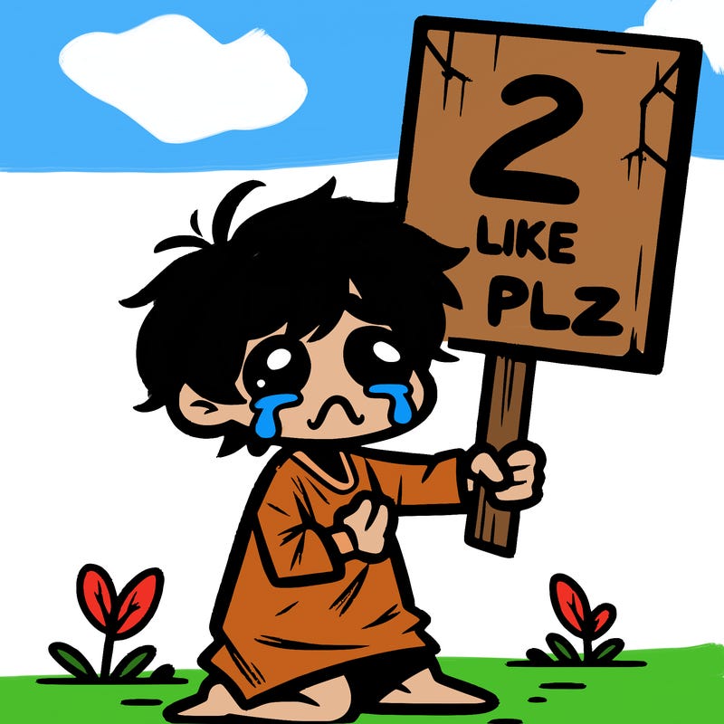 small poor toddler crying with sign that says 2 like plz