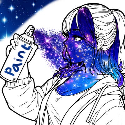 a realistic girl spray, painting