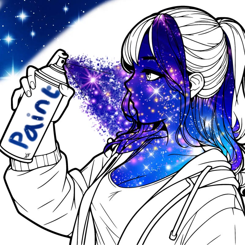 a realistic girl spray, painting