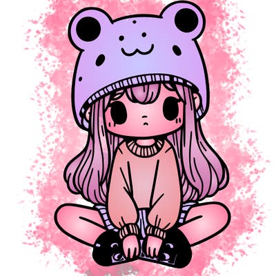 a girl wearing a frog hat and some frog socks