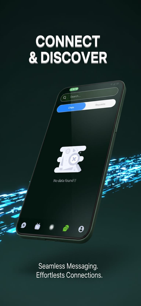 Ora Live - Interfaccia di messaggistica dell'app Ora Live che mostra le funzionalità di connessione e scoperta su uno schermo di smartphone.