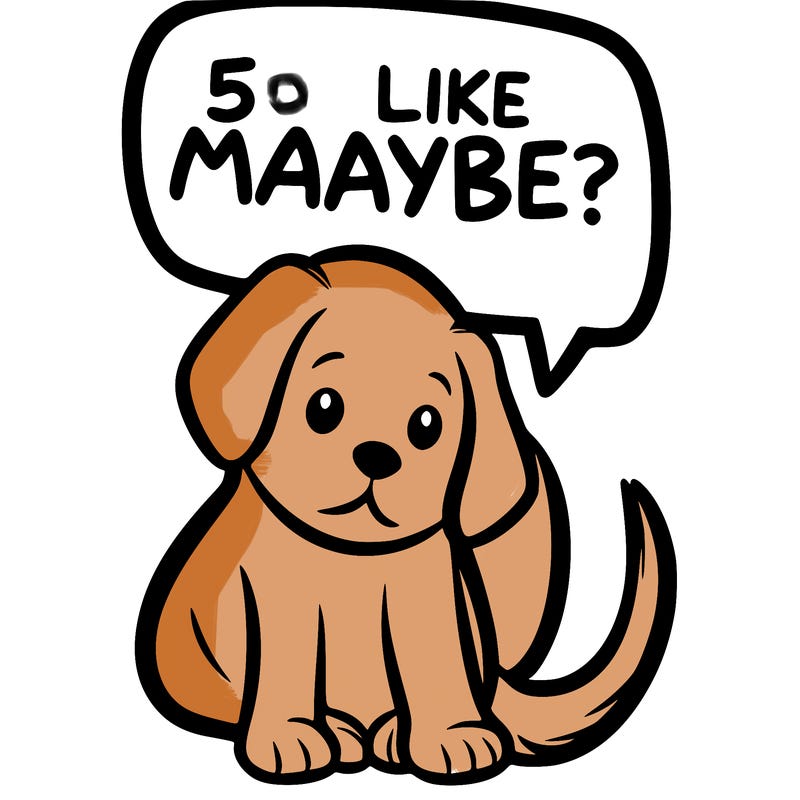 a puppy that says 5 like maybe