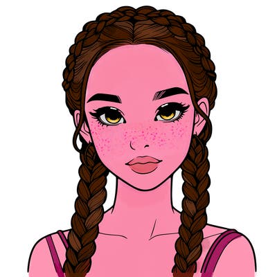 realistic girl with braids