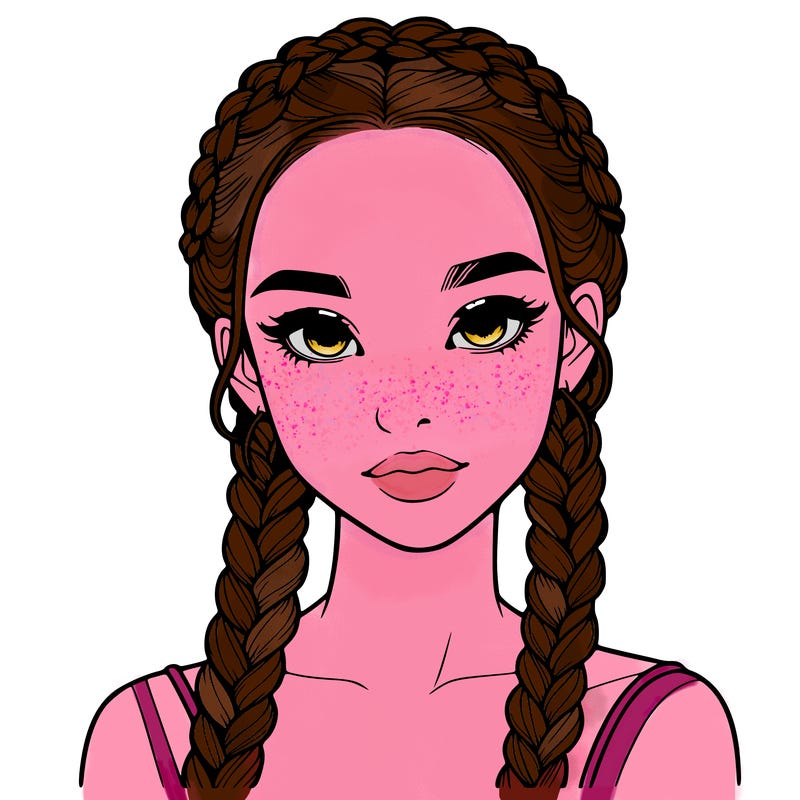 realistic girl with braids