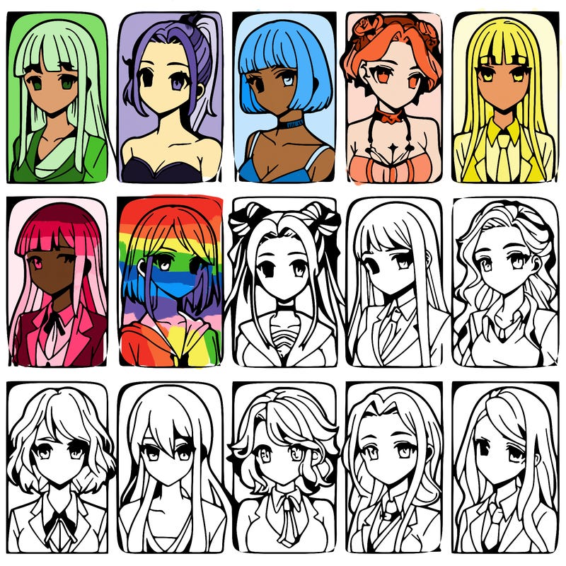 girls that look diffrent anime