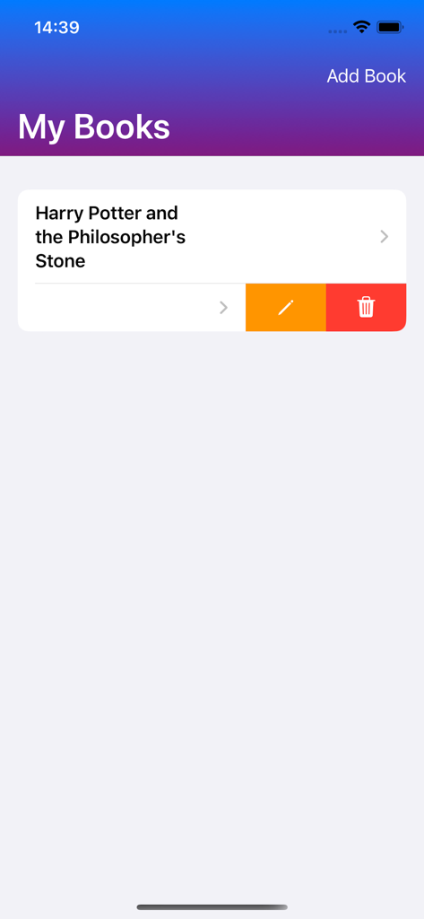 Speed Reading App - Speed Reading Appの「マイブック」画面が表示され、リストに載っている書籍と編集オプションがあるインターフェース