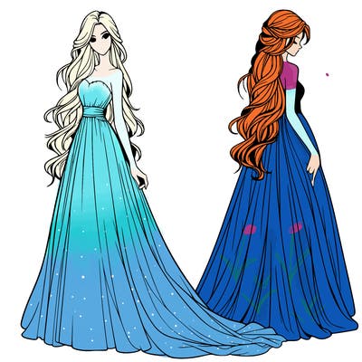 realistic woman with long flowing dress