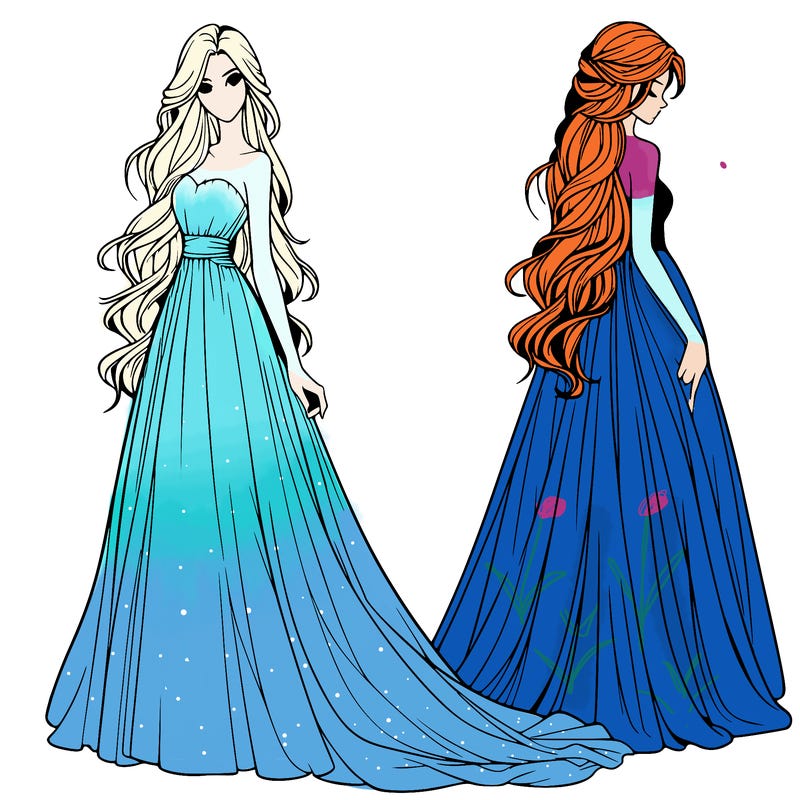 realistic woman with long flowing dress