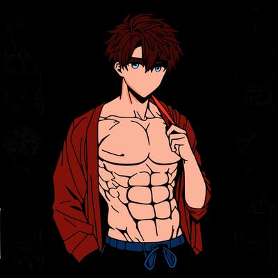 hot anime boy with a 6 pack