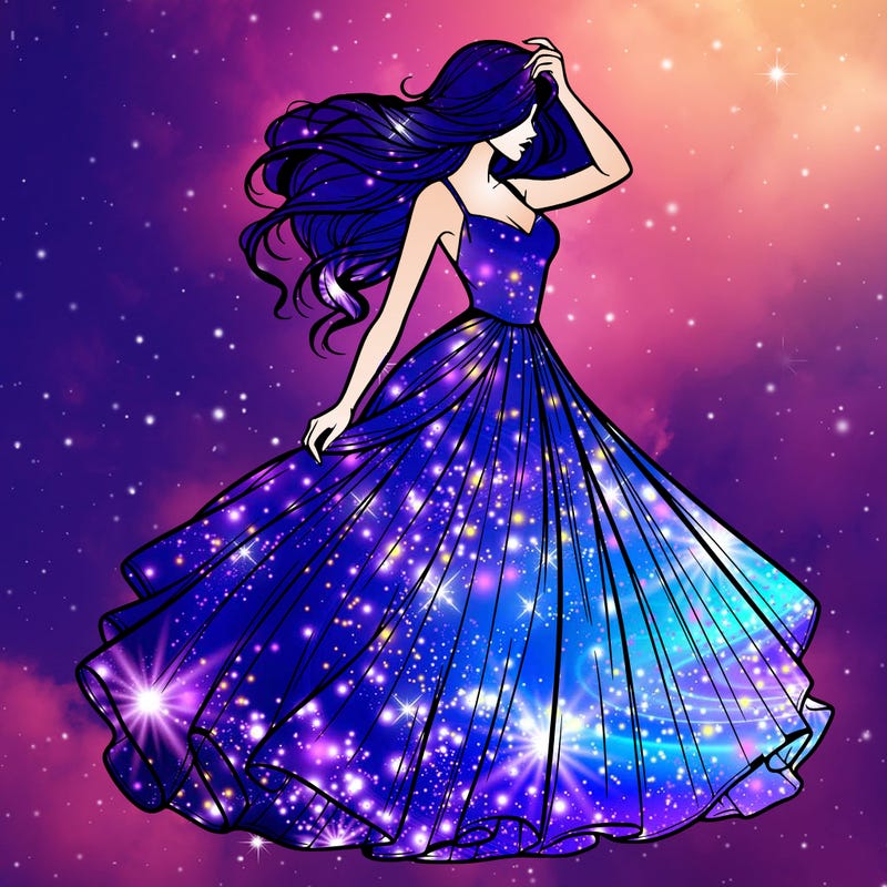 realistic woman with dress flowing in the wind