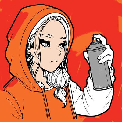 a realistic girl, spray painting