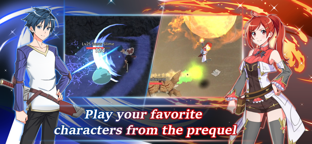 Epic Conquest 2 - Screenshot de Epic Conquest 2 apresentando personagens retornando do prelúdio e cenas de gameplay de ação.