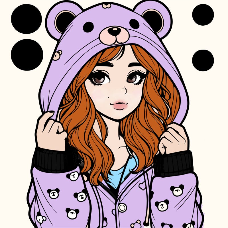 realistic girl in a animal pjs hoodie