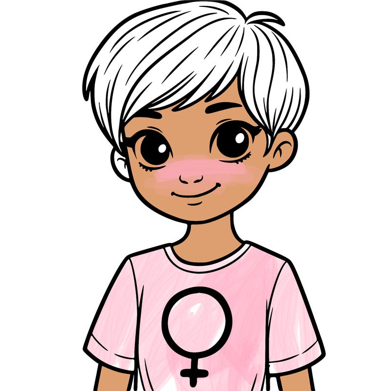 girl with pixie cut and feminist shirt