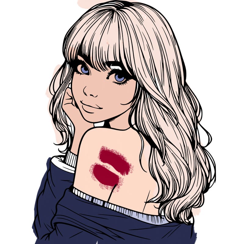 realistic girl with bangs looking over her shoulder