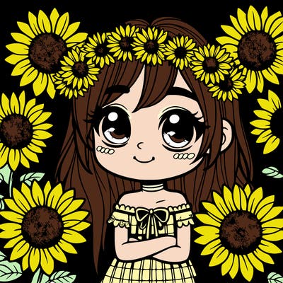 girl with sunflowers