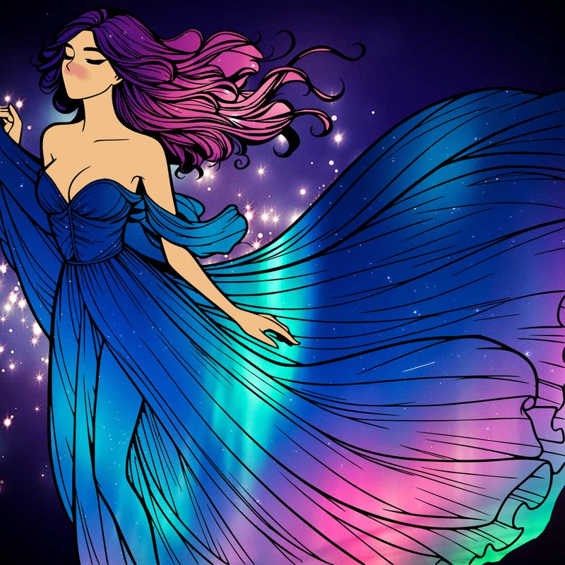 realistic woman in dress flowing the the wind