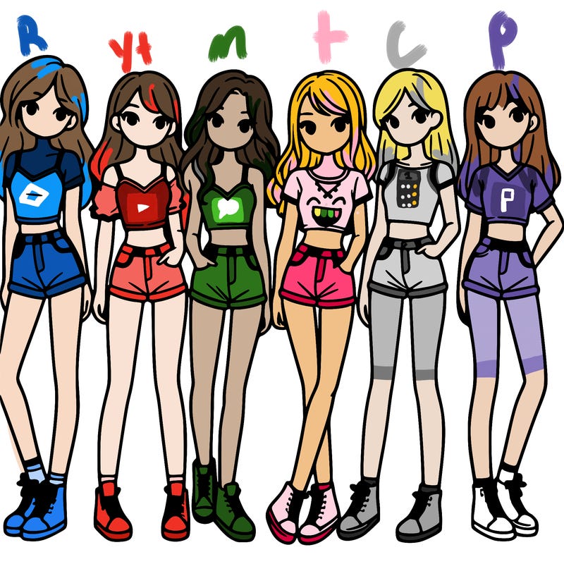 a group of girls wearing crop tops and shorts