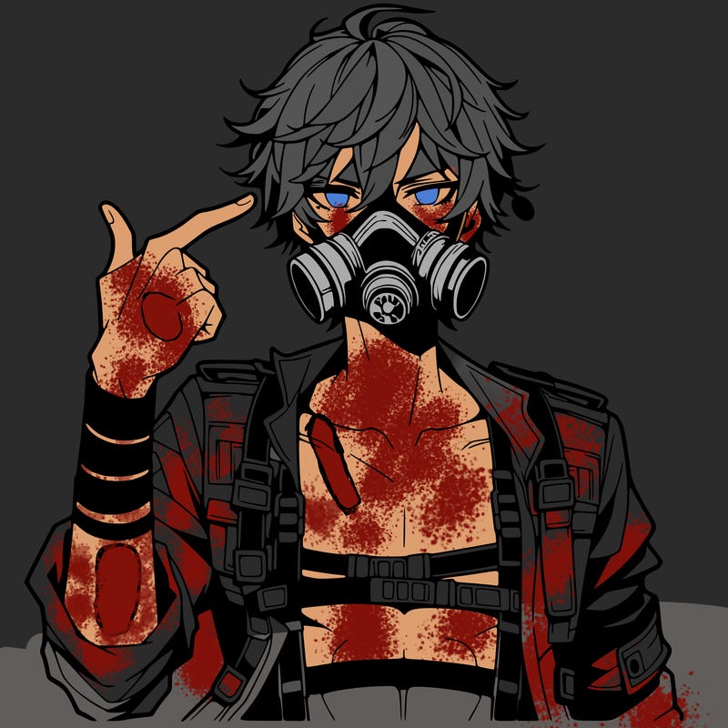 hot anime boy wearing gas mask