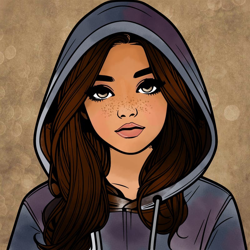 realistic girl with a hoodie