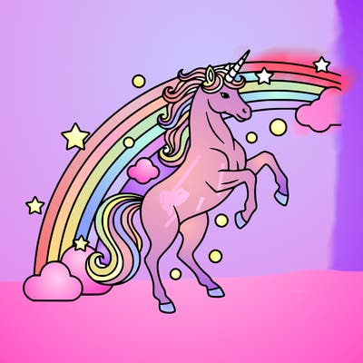 a pretty rainbow with a unicorn