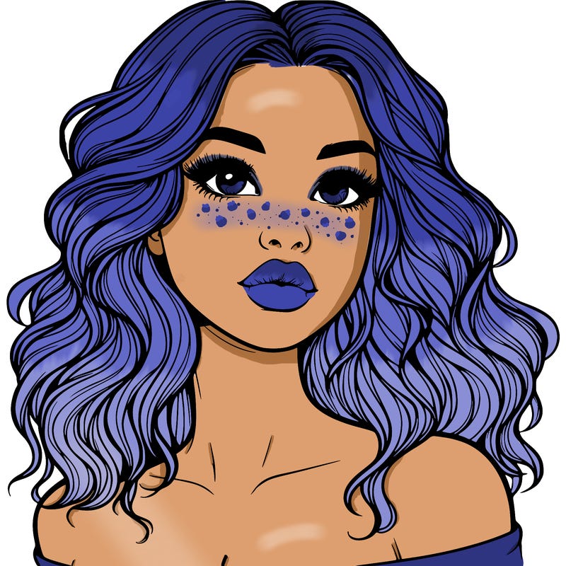 realistic girl with wavy hair and lips