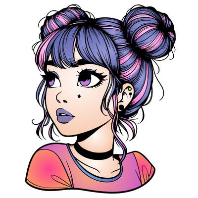 realistic girl with spacebuns