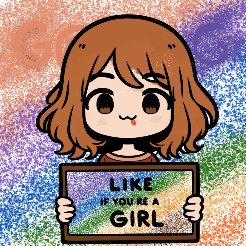 a cute girl holding a sign that says like if you’re a girl