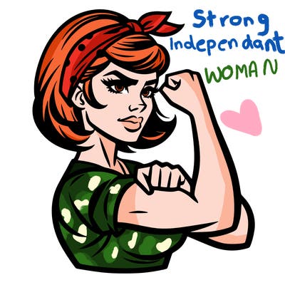 strong woman with a 60s american ad style