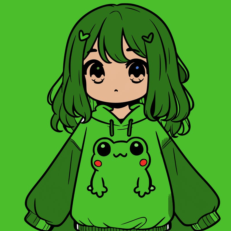 girl wearing frogging sweatshirt