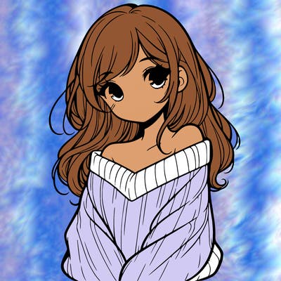 shy pretty girl wearing a sweater that is falling off one shoulder portrait