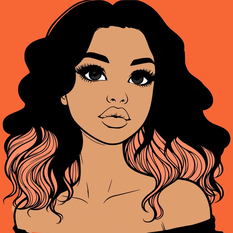 realistic girl with wavy hair and lips