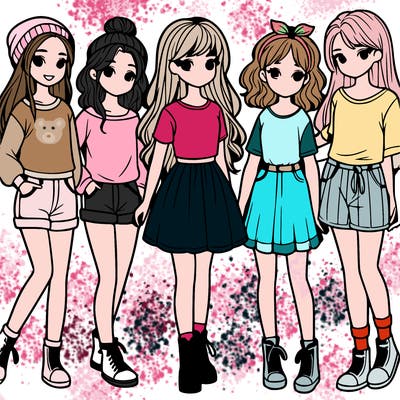 a group of five girls