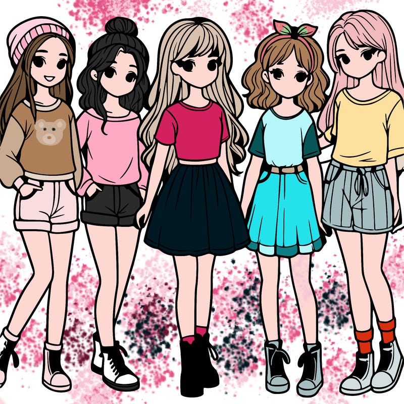 a group of five girls