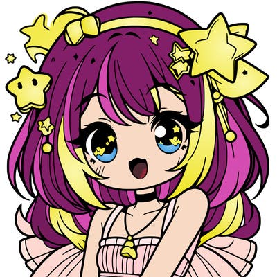 cute anime girl with star accessories