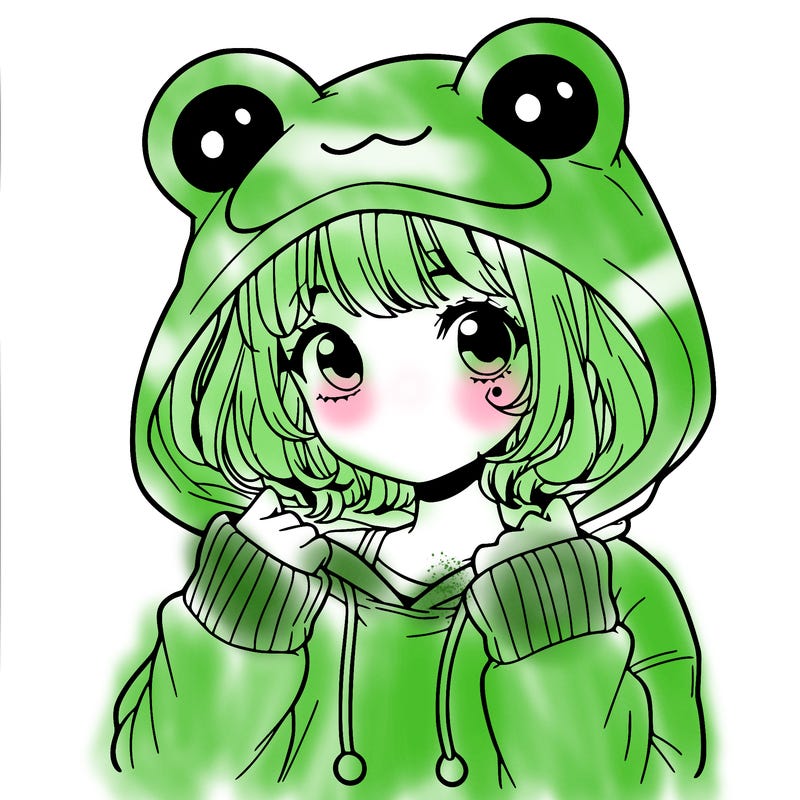 a cute teenage girl wearing a frog hoodie