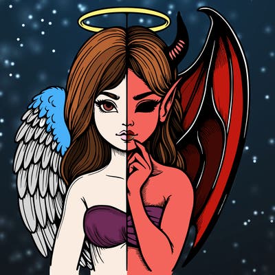 realistic angel half demon