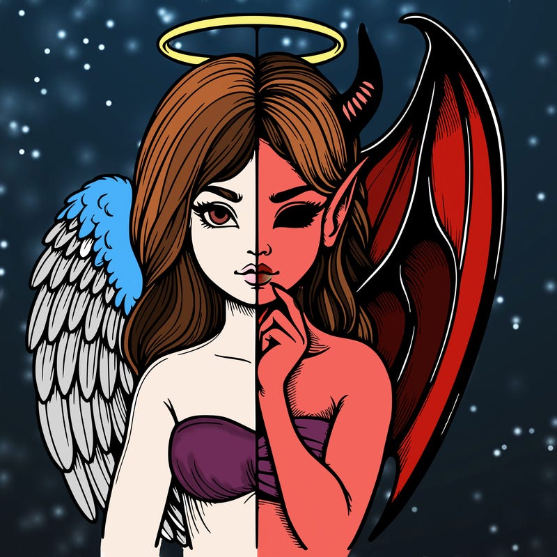 realistic angel half demon