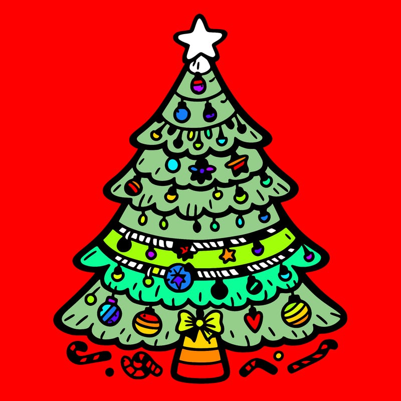 christmas tree with lots of details