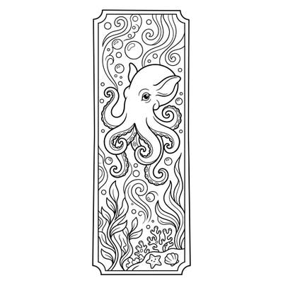 Embark on an underwater journey with this charming Dumbo Octopus bookmark coloring page, featuring the adorable deep-sea creature surrounded by bubbly ocean life. Perfect for personalizing your reading adventures, this printable design offers a delightful creative escape.