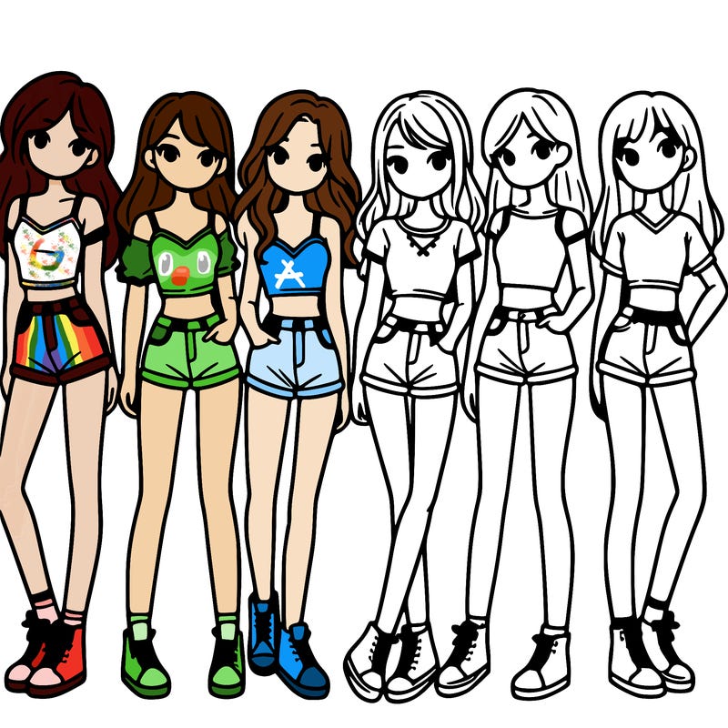 a group of girls wearing crop tops and shorts