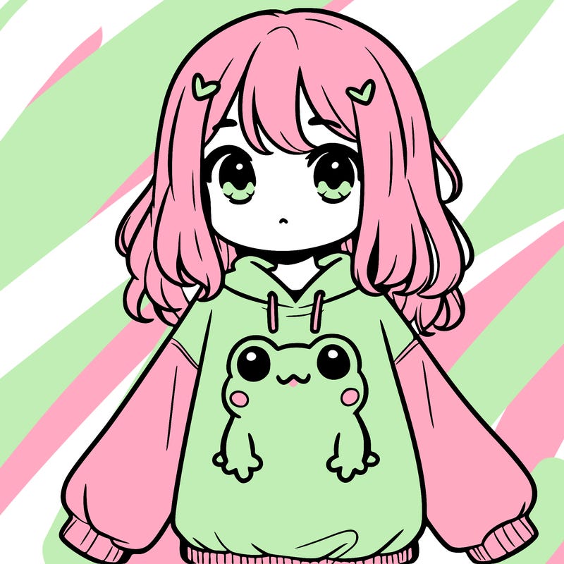 girl wearing frogging sweatshirt