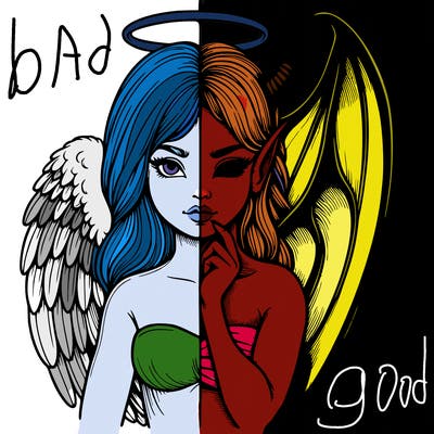 realistic angel half demon