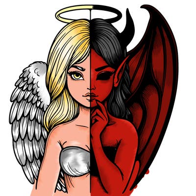 realistic angel half demon