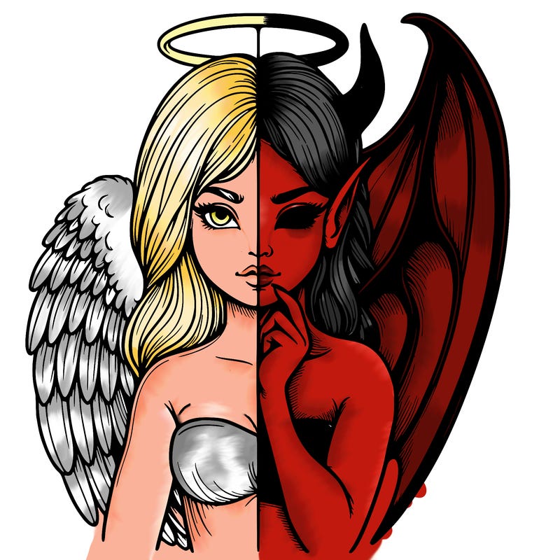 realistic angel half demon