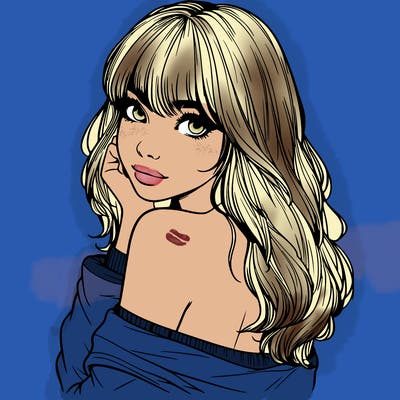 realistic girl with bangs looking over her shoulder